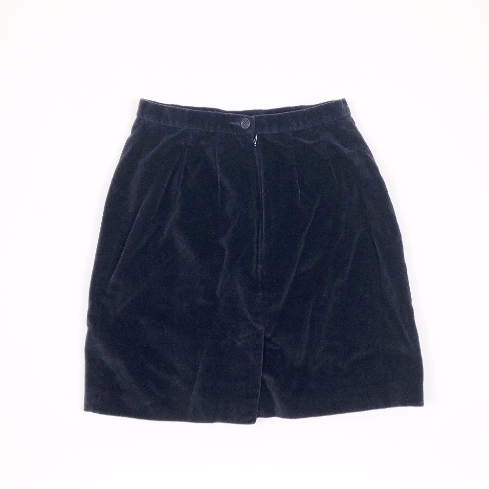 🎁3X$25🎁 Vintage Moss Dark Navy Blue Suede Skirt - Picture 3 of 4